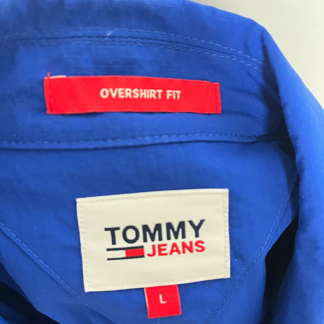 (오버핏 L) 타미 우븐 블루 오버핏 셔츠 상품이미지6
