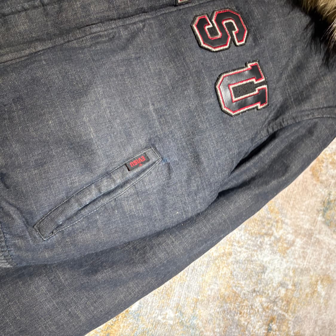 에비수 빈티지 데님 퍼 후드 자켓 상품이미지4