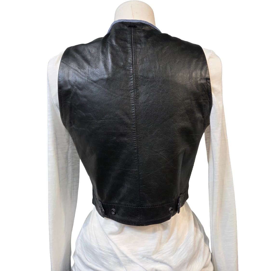 G-STAR블랙 가죽 집업 베스트 여성용(S)택없음 상품이미지3