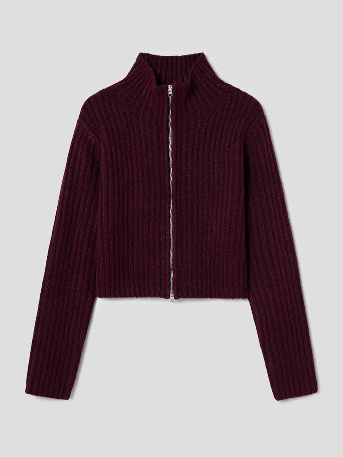 터틀넥 집업 카디건 와인 상품이미지1