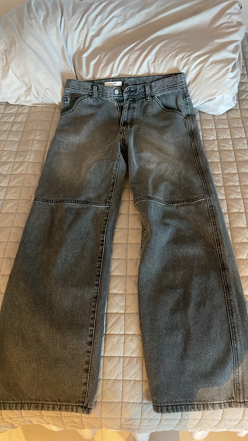 에잇세컨즈 디테일 와이드 흑청 상품이미지2