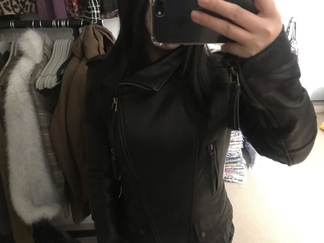 빈티지 언발 하이넥 레더자켓 브라운 상품이미지1