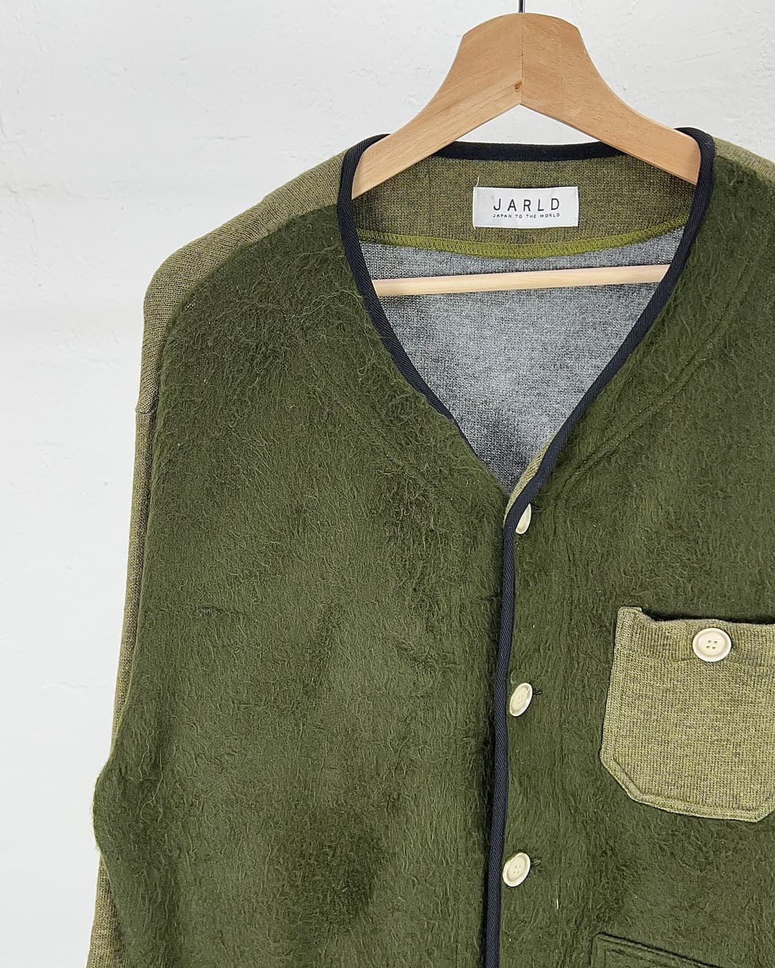 자알드 아마존 그린 라운드 버튼 업 패치 포켓 플리스 가디건 자켓 상품이미지2