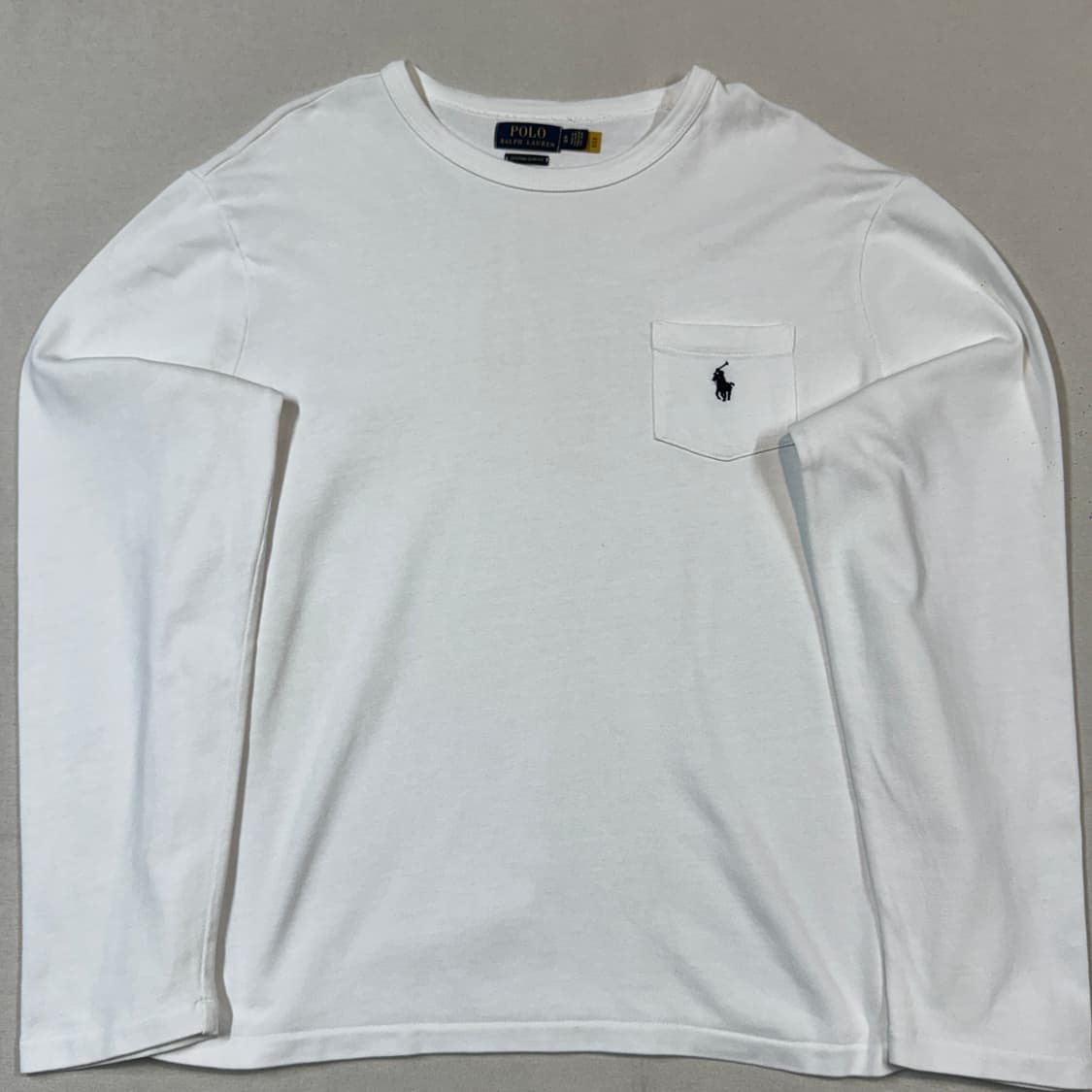 XL) 폴로 랄프로렌 화이트 포켓 긴팔 티셔츠 신형 큐알탭 상품이미지2