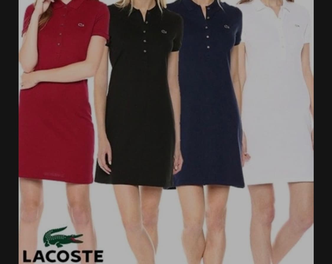 [라코스테] 여성 슬림핏 반팔 피케 원피스 (레드) 상품이미지1