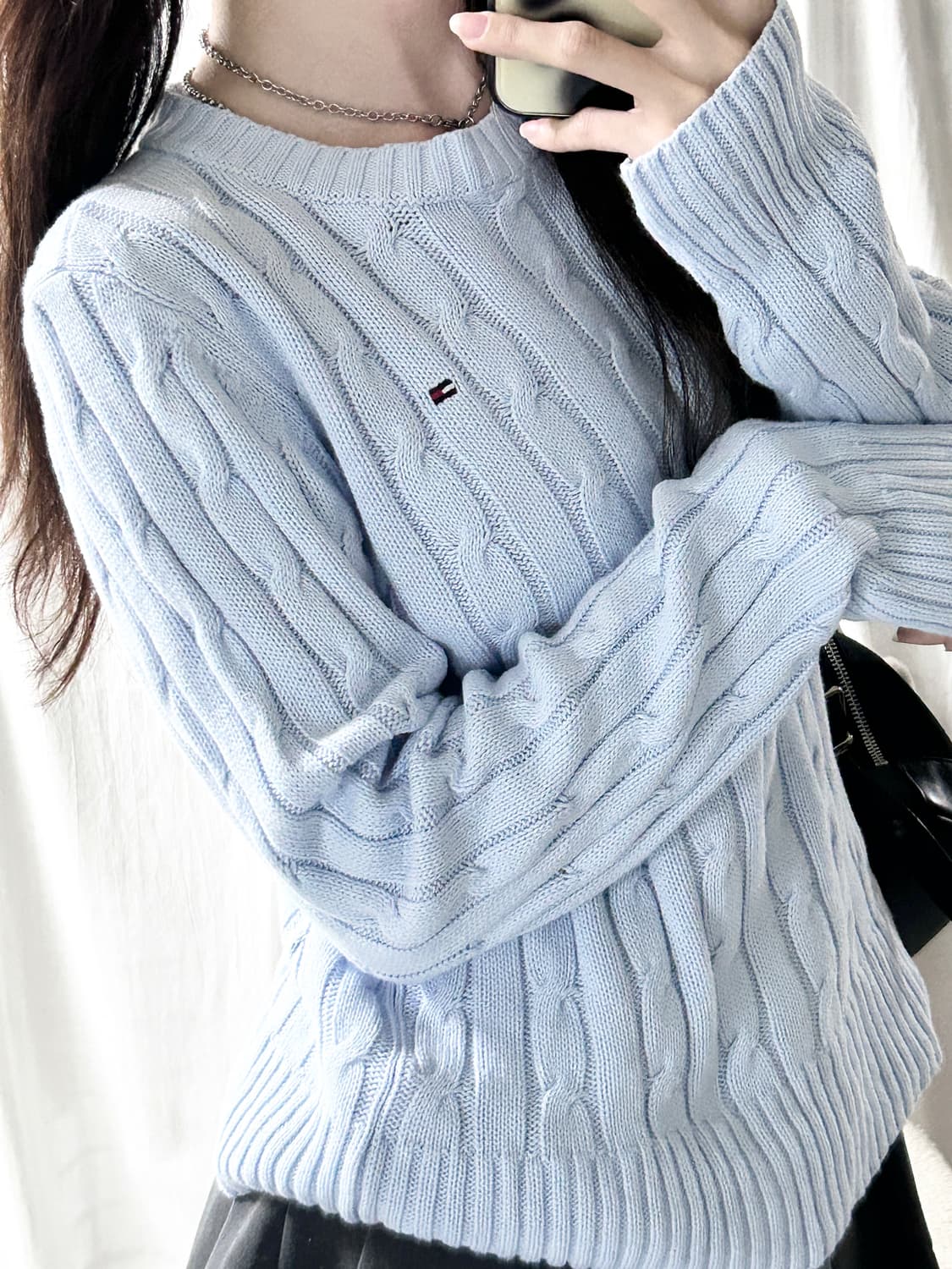 타미힐피거 스몰로고 소라 케이블니트 상품이미지1