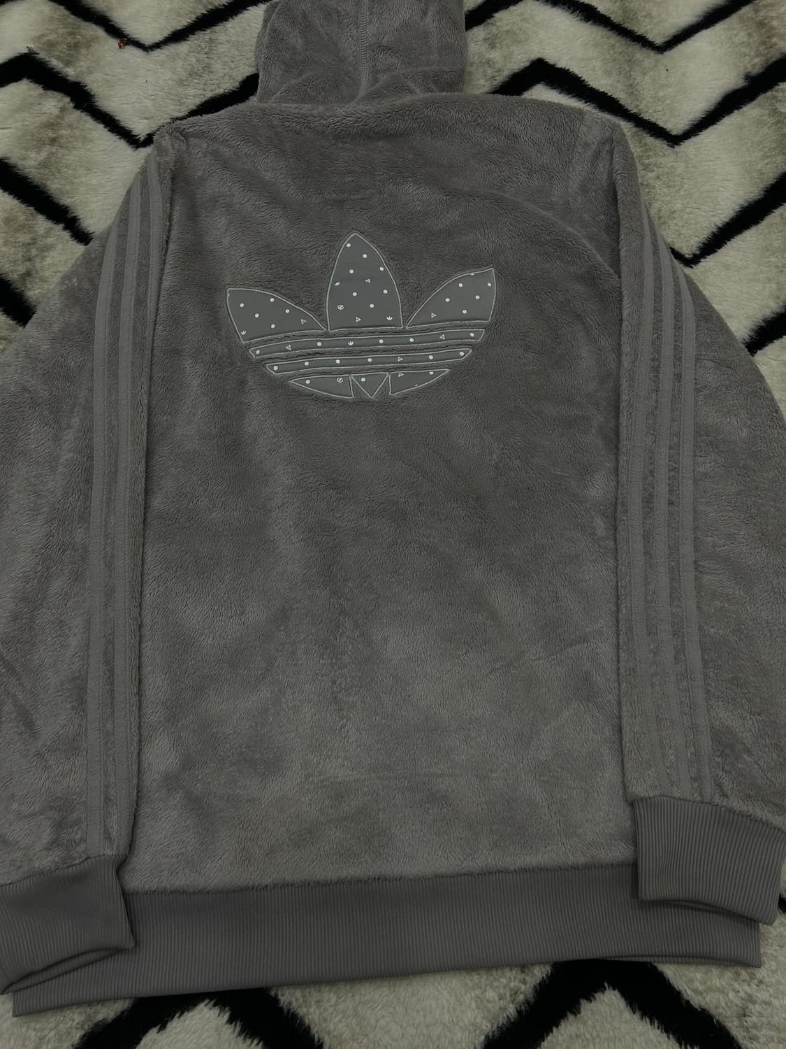 [2Xl]아디다스 쉐르파 플리스 빅로고 후드집업/그레이 상품이미지2