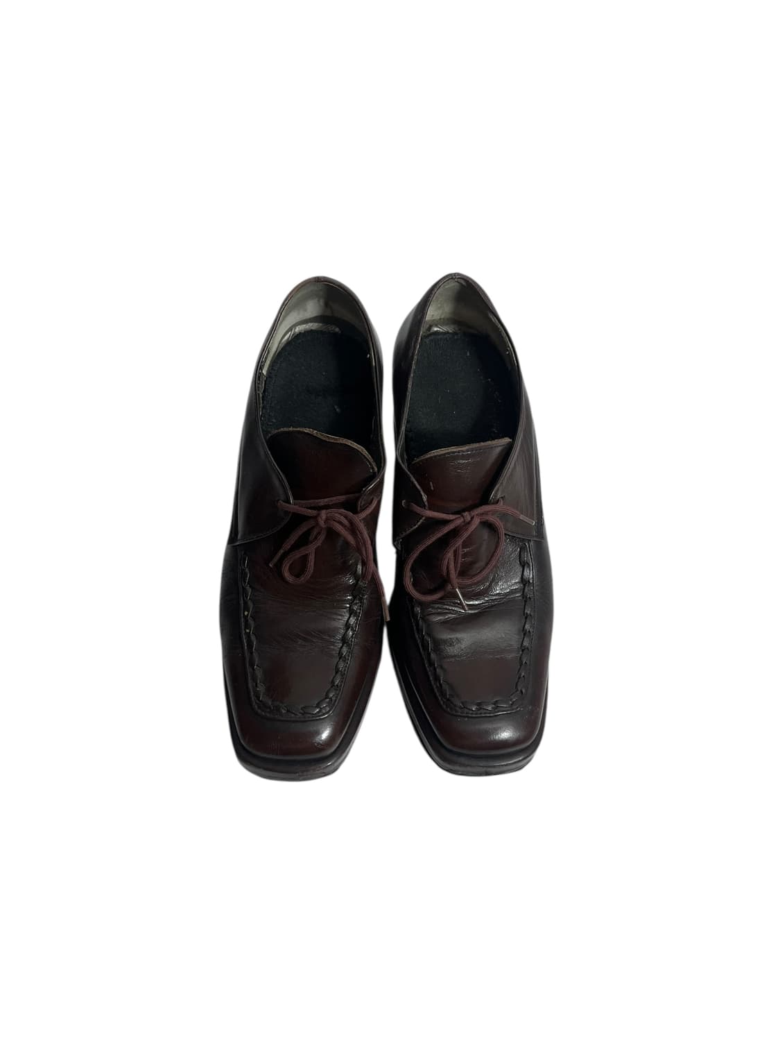 Vintage 브라운 레더 스퀘어토 힐 로퍼 235 상품이미지2