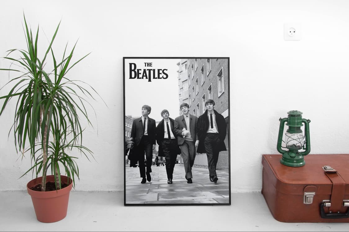 비틀즈 포스터 흑백 액자 50x70cm 대형 사이즈 인테리어 상품이미지1