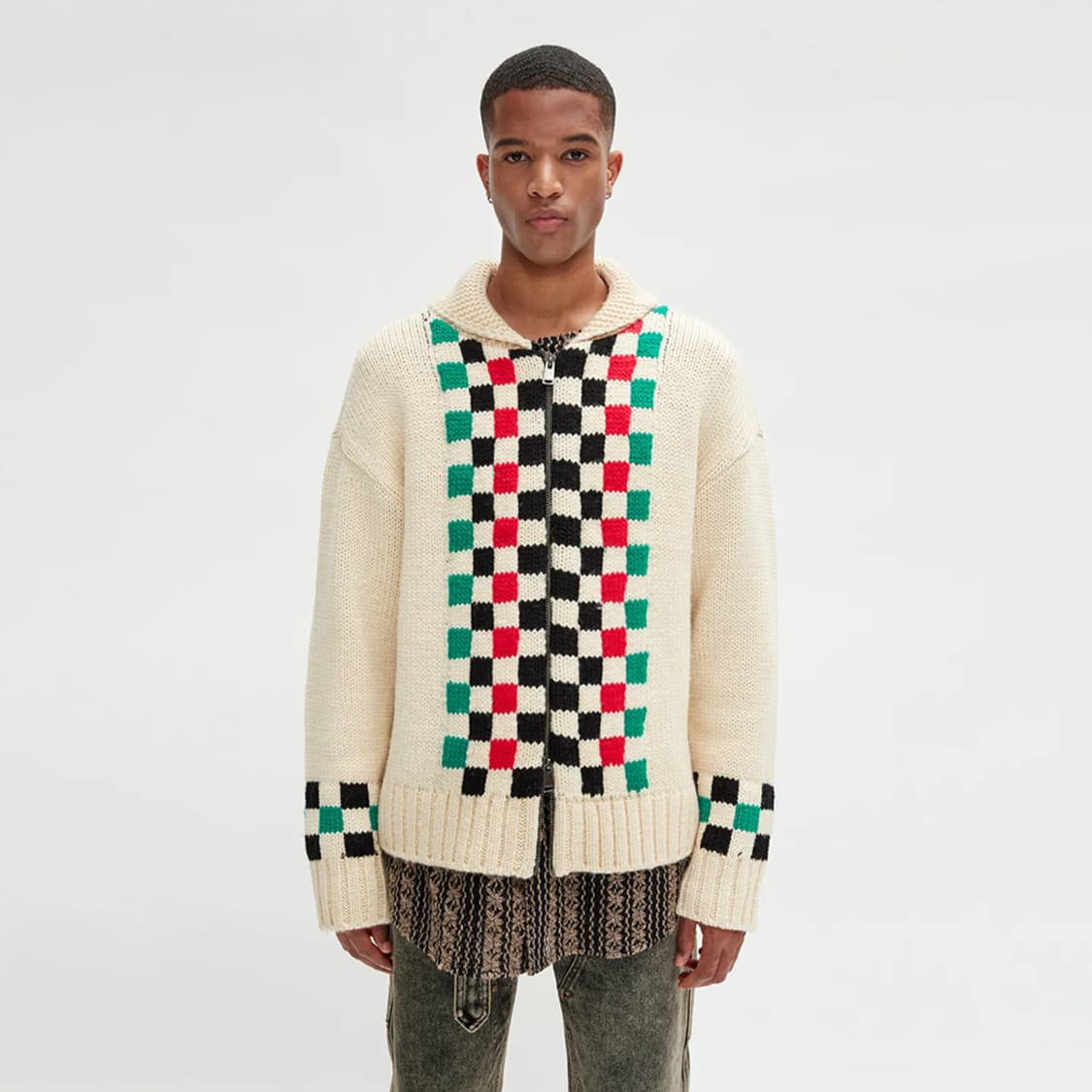 앤더슨벨 체커보드 코위찬 가디건 - L 상품이미지1