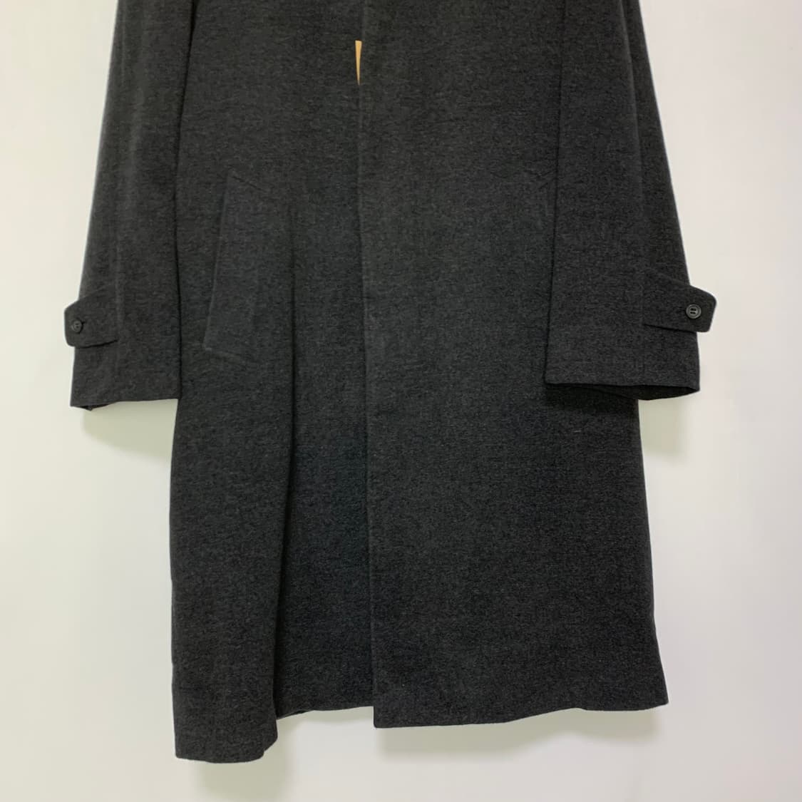 캐시미어 100% 빈티지 버튼 롱 코트 차콜 남녀공용 상품이미지3