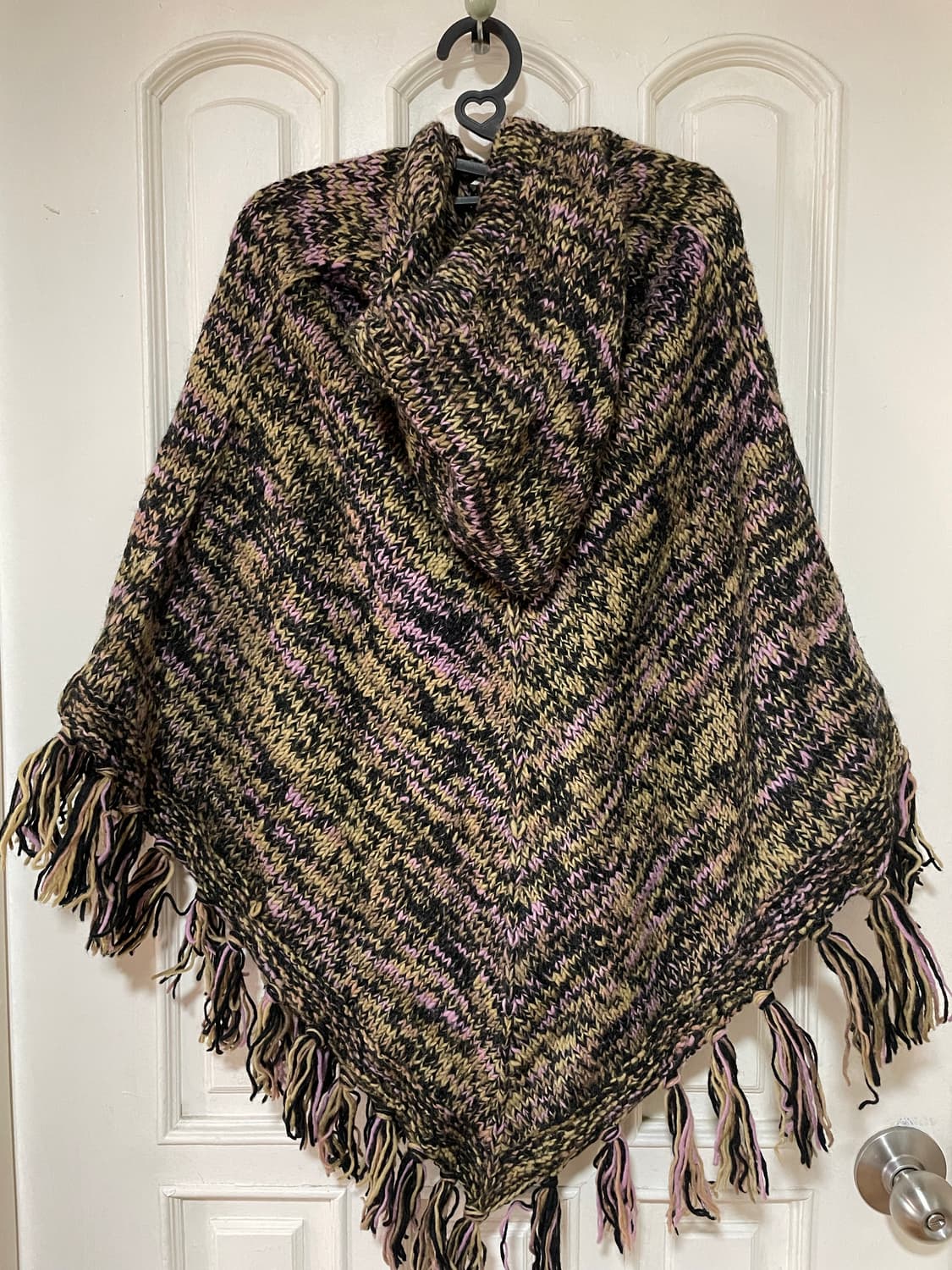 네팔 100% 헤비울 니트 케이프 상품이미지2