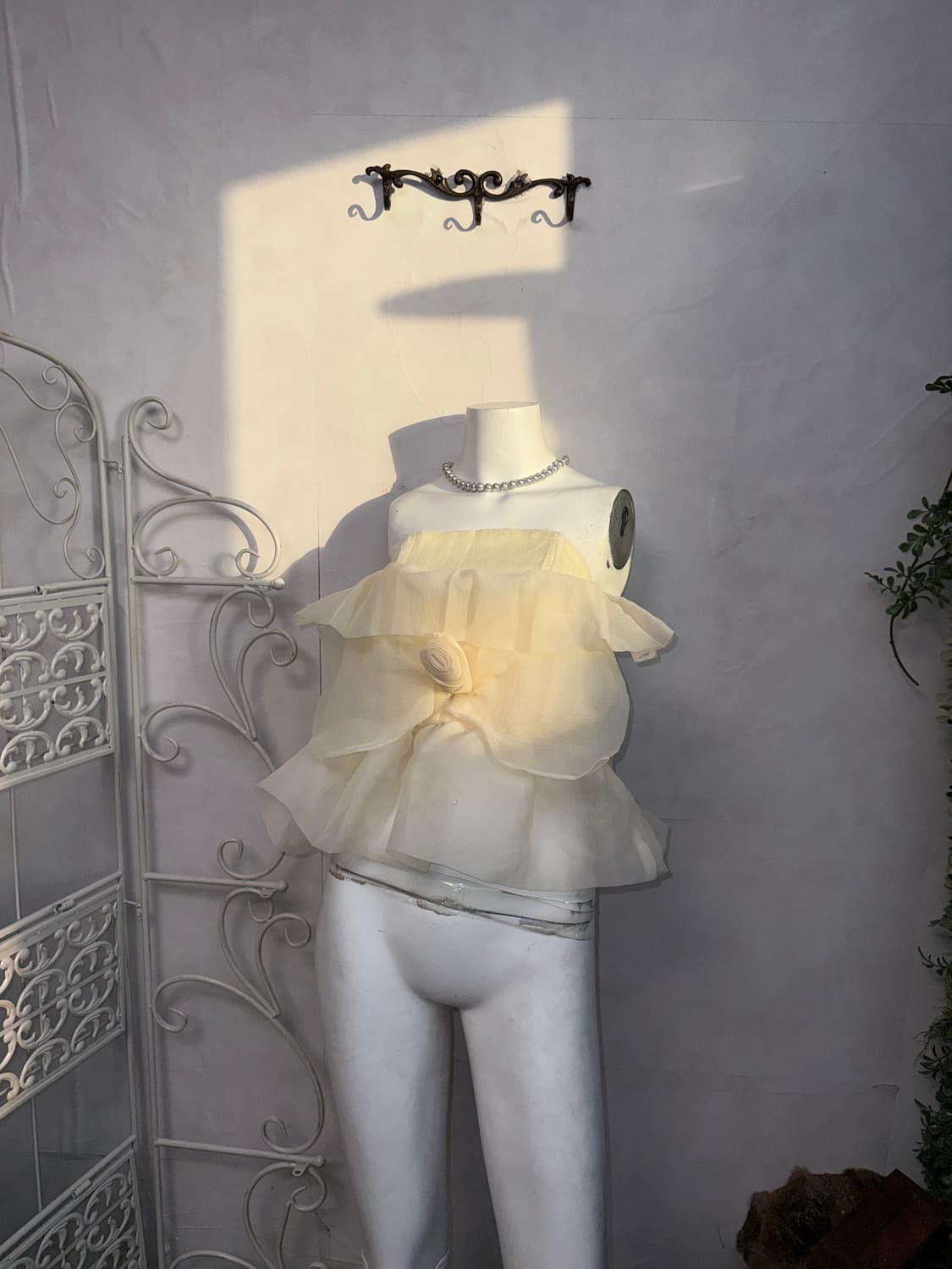 Ivory organza rose corset tube top 상품이미지6