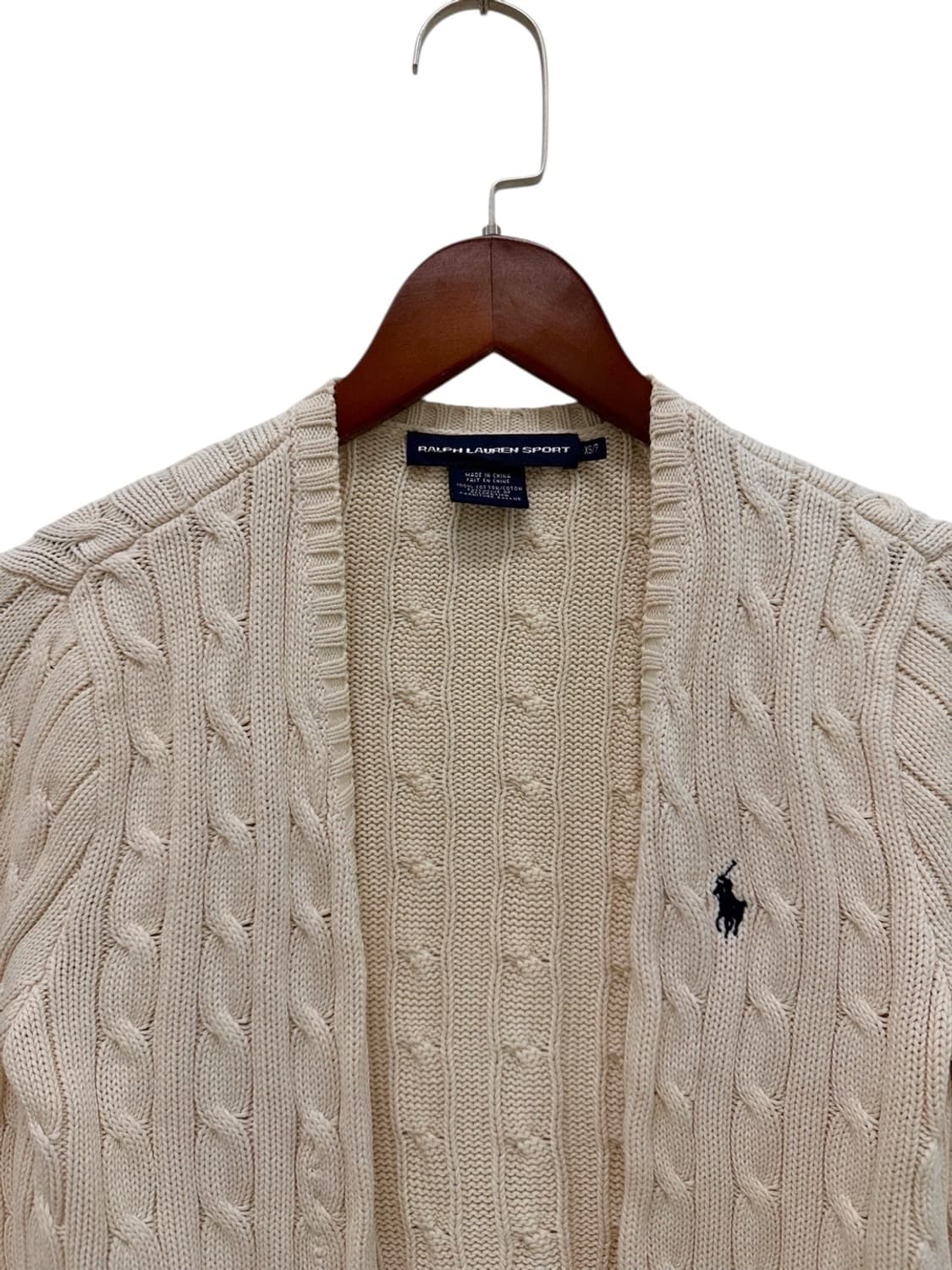 폴로 꽈배기 케이블 오픈 가디건 아이보리 (여성XS)  상품이미지2