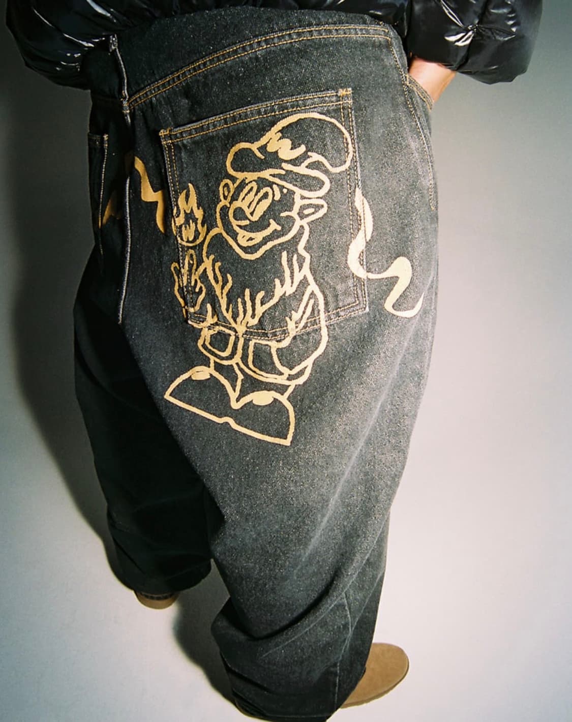 위캔더스 드워프 데님팬츠 청바지 블랙 M 상품이미지3