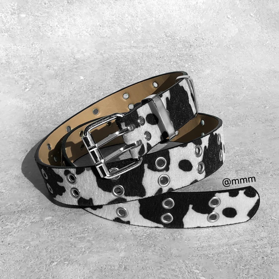 [Unisex] 카우헤어 더블 아일렛 송치 벨트 상품이미지10