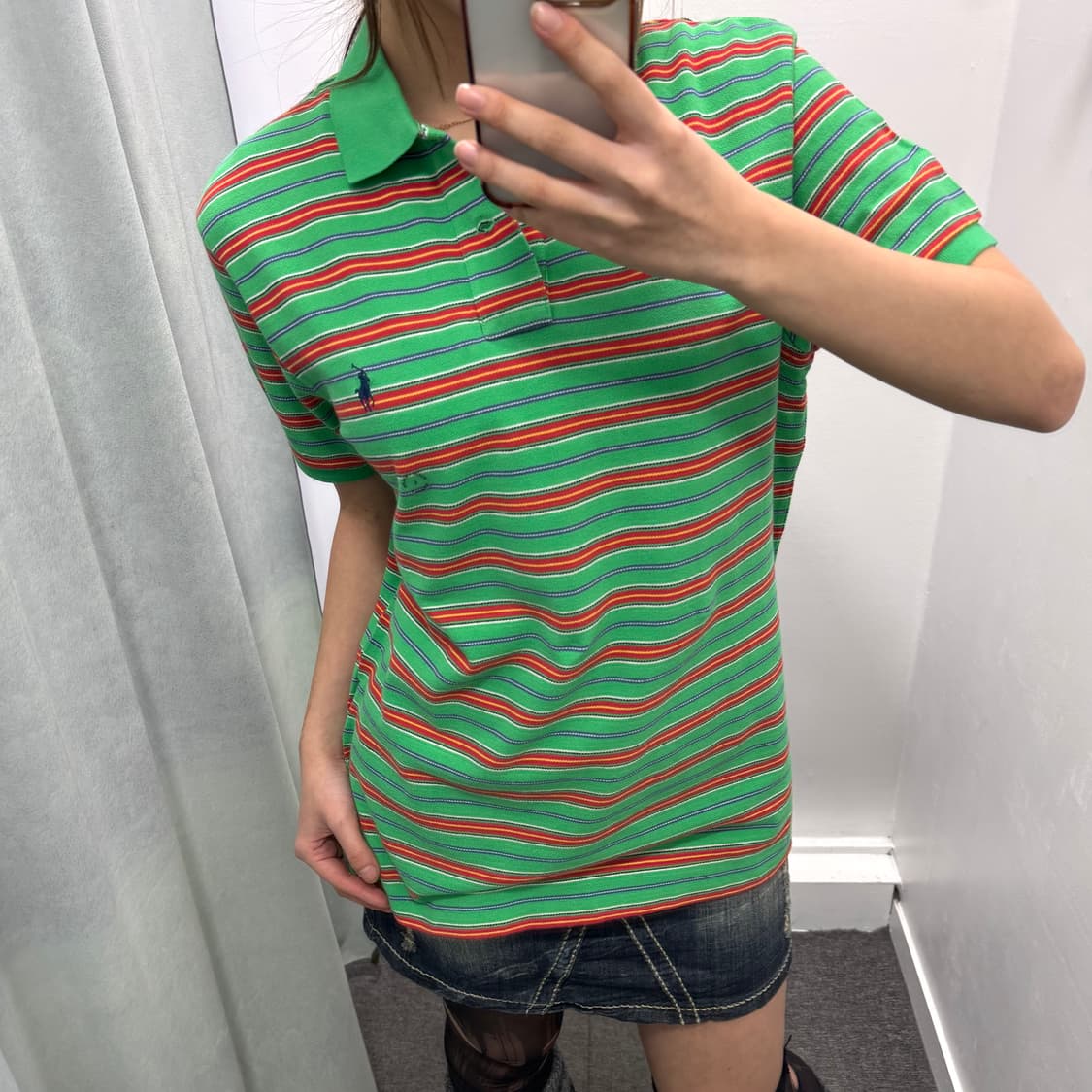 폴로 그린 레드 스트라이프 pk 반팔티 상품이미지1