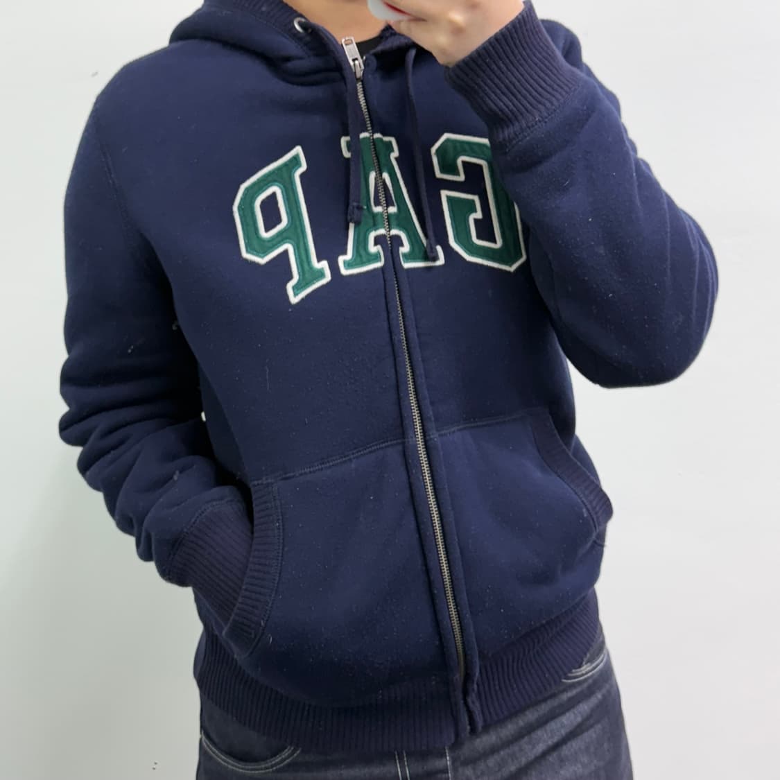 [S] 갭 네이비 기모 후드집업 상품이미지1