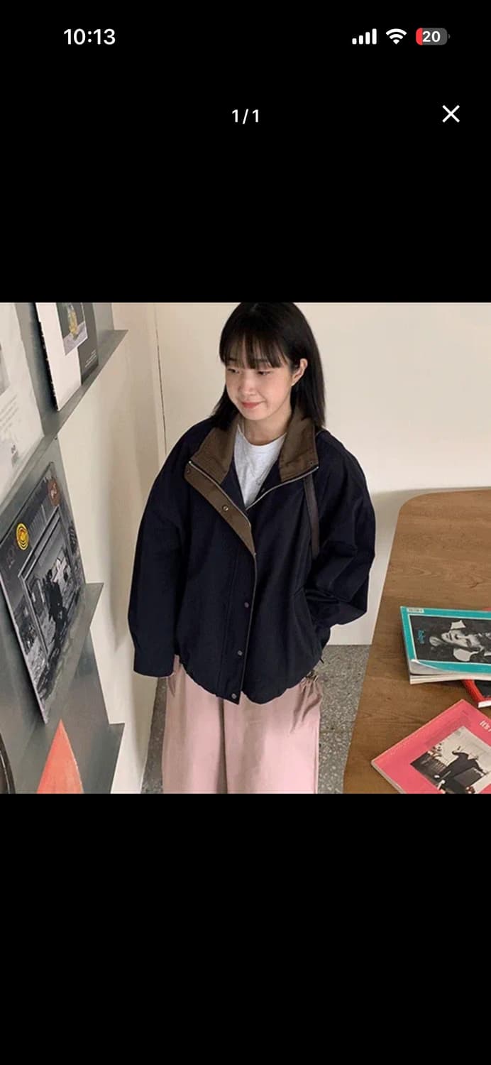 바온 텐닛 투웨이 배색 야상 자켓 네이비 상품이미지3