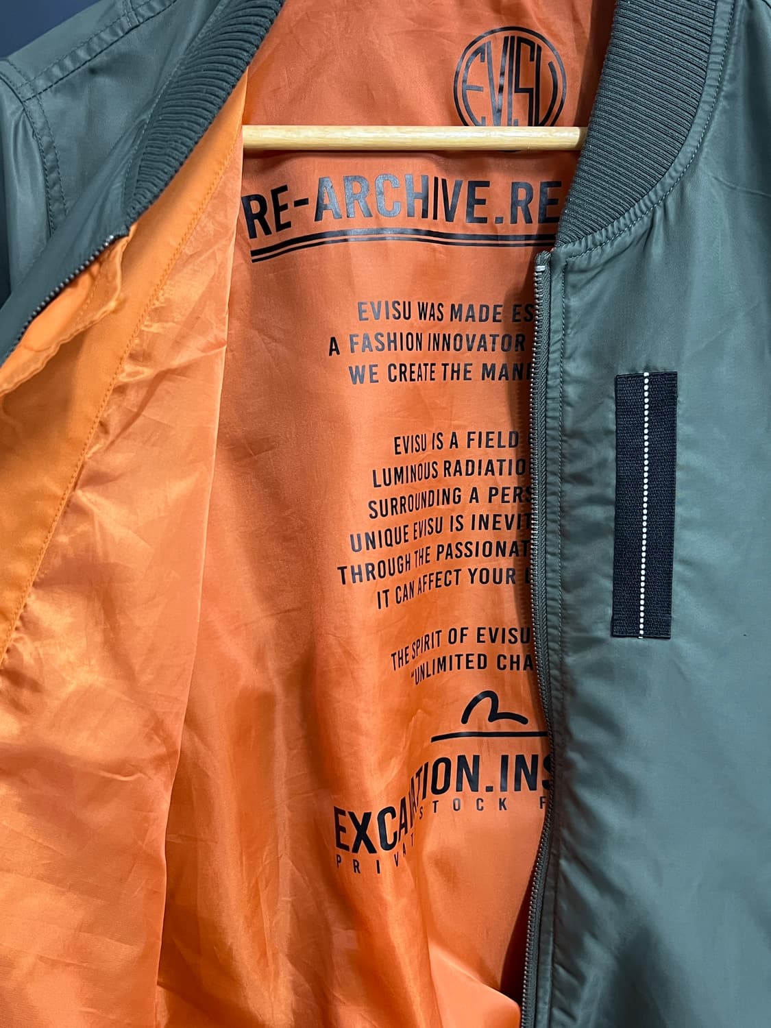 Evisu 에비수 올리브 카키 ma-1 항공자켓 상품이미지3