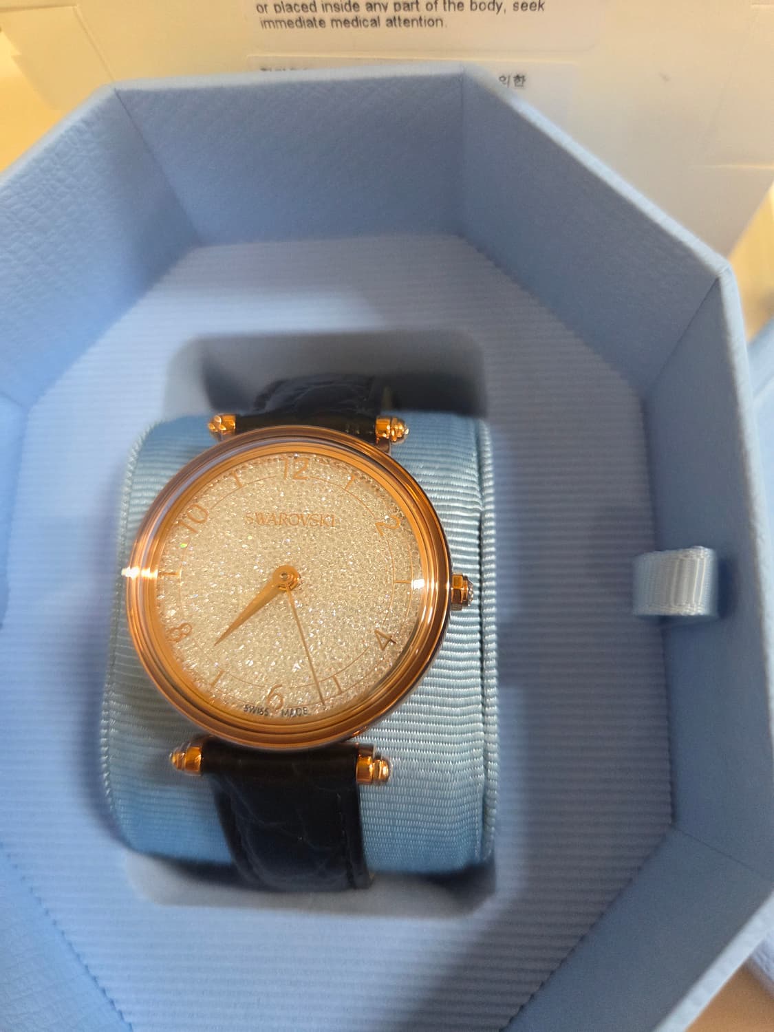 정가60만~새제품)스와로브스키 블랙 크리스탈린 시계 정품 상품이미지7