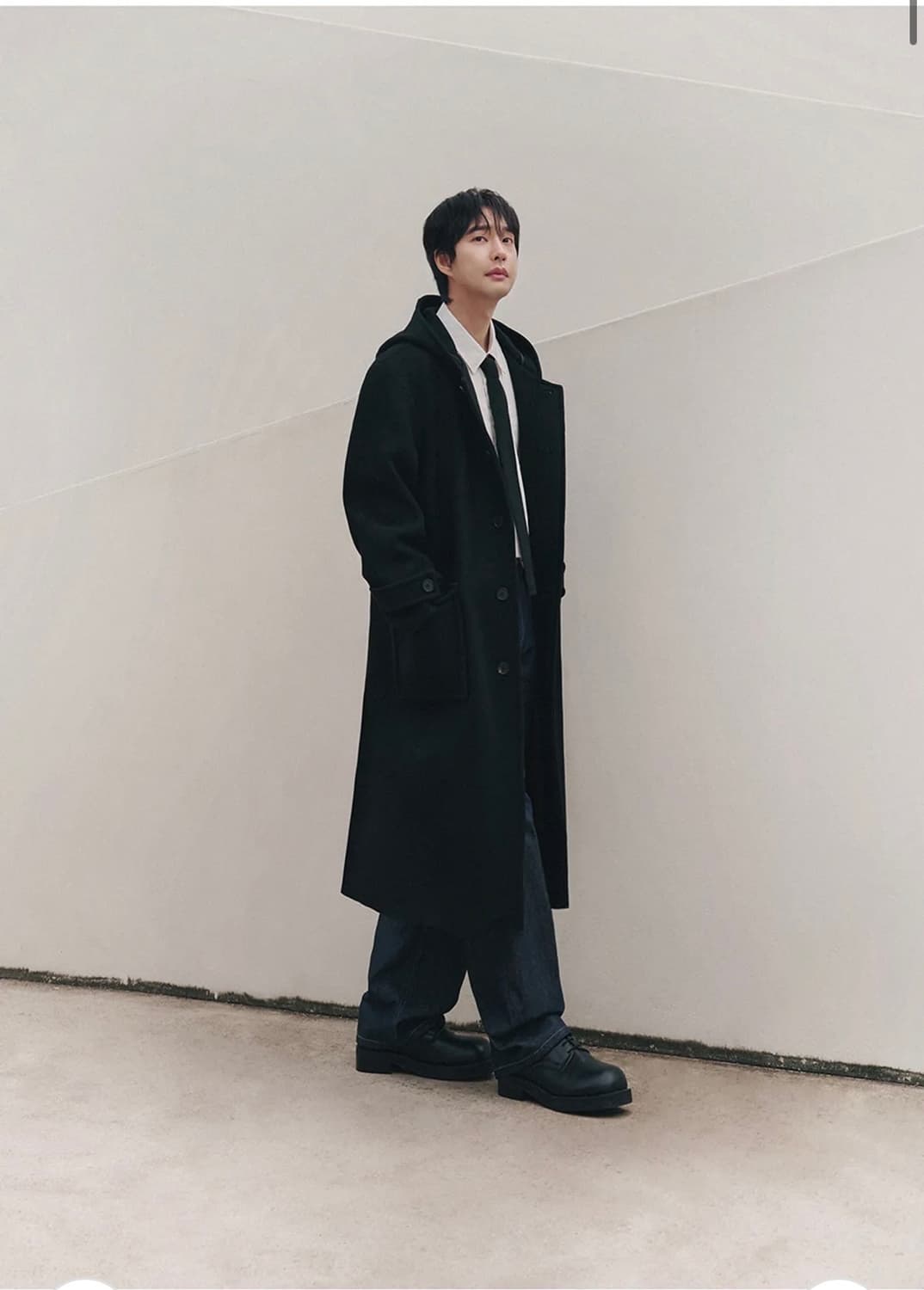 (새상품)(L) 드로우핏 오버사이즈 울 후드 코트 [BLACK] 판매 상품이미지3