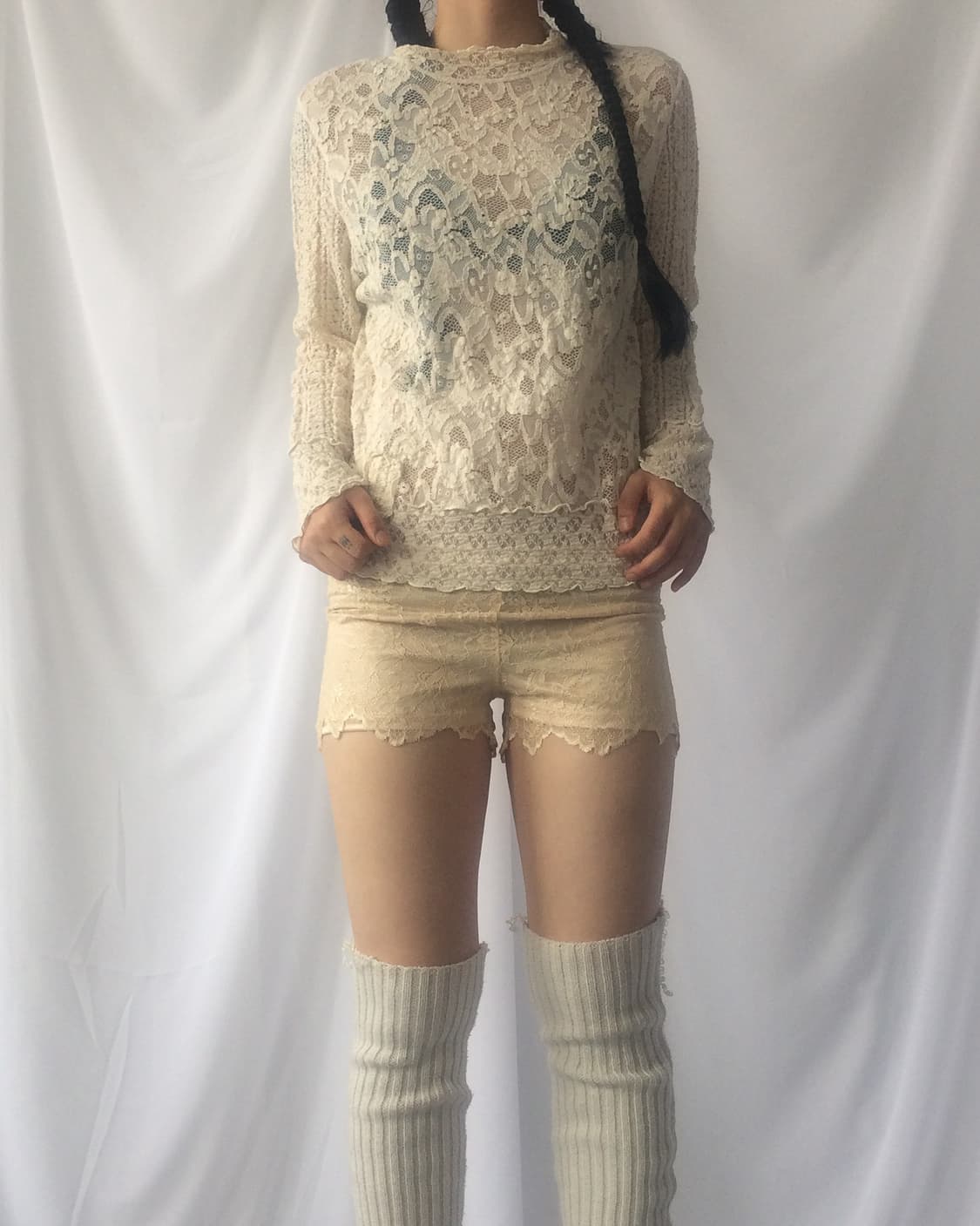 Lace high neck sleeve 상품이미지6
