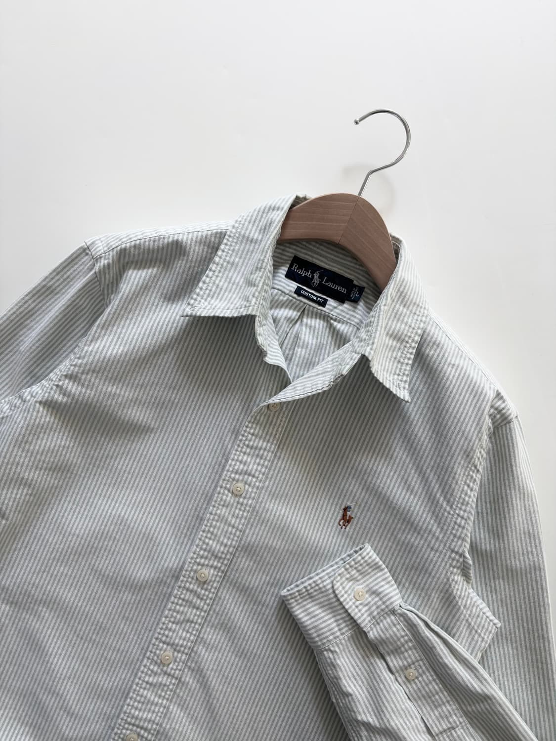 Polo 폴로 랄프로렌 라이트그린 스트라이프 패턴 옥스포드 셔츠 상품이미지4