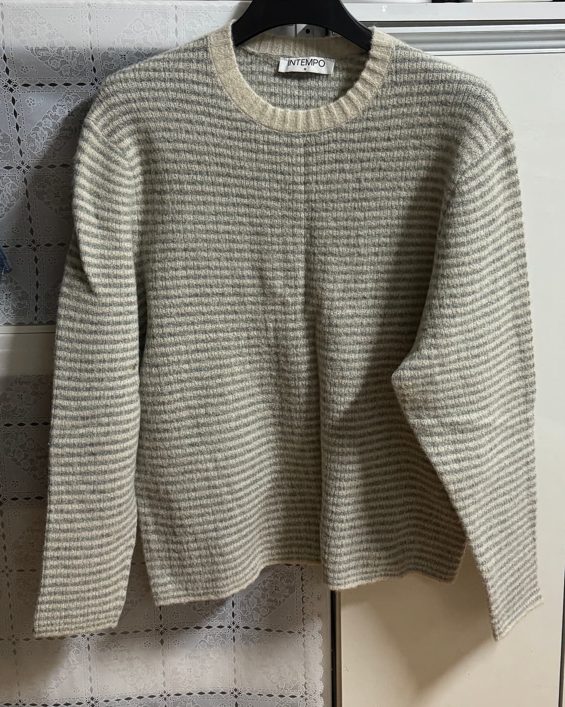 인템포무드 리스하버 스트라이프 니트 크림 그레이 M 상품이미지2