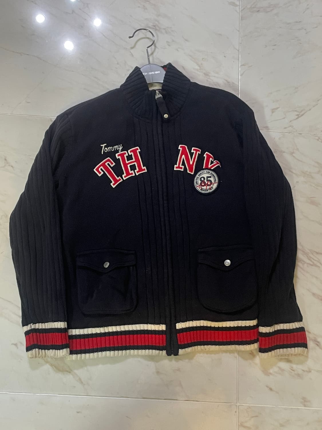 빈티지 타미힐피거 네이비 니트 집업 상품이미지1