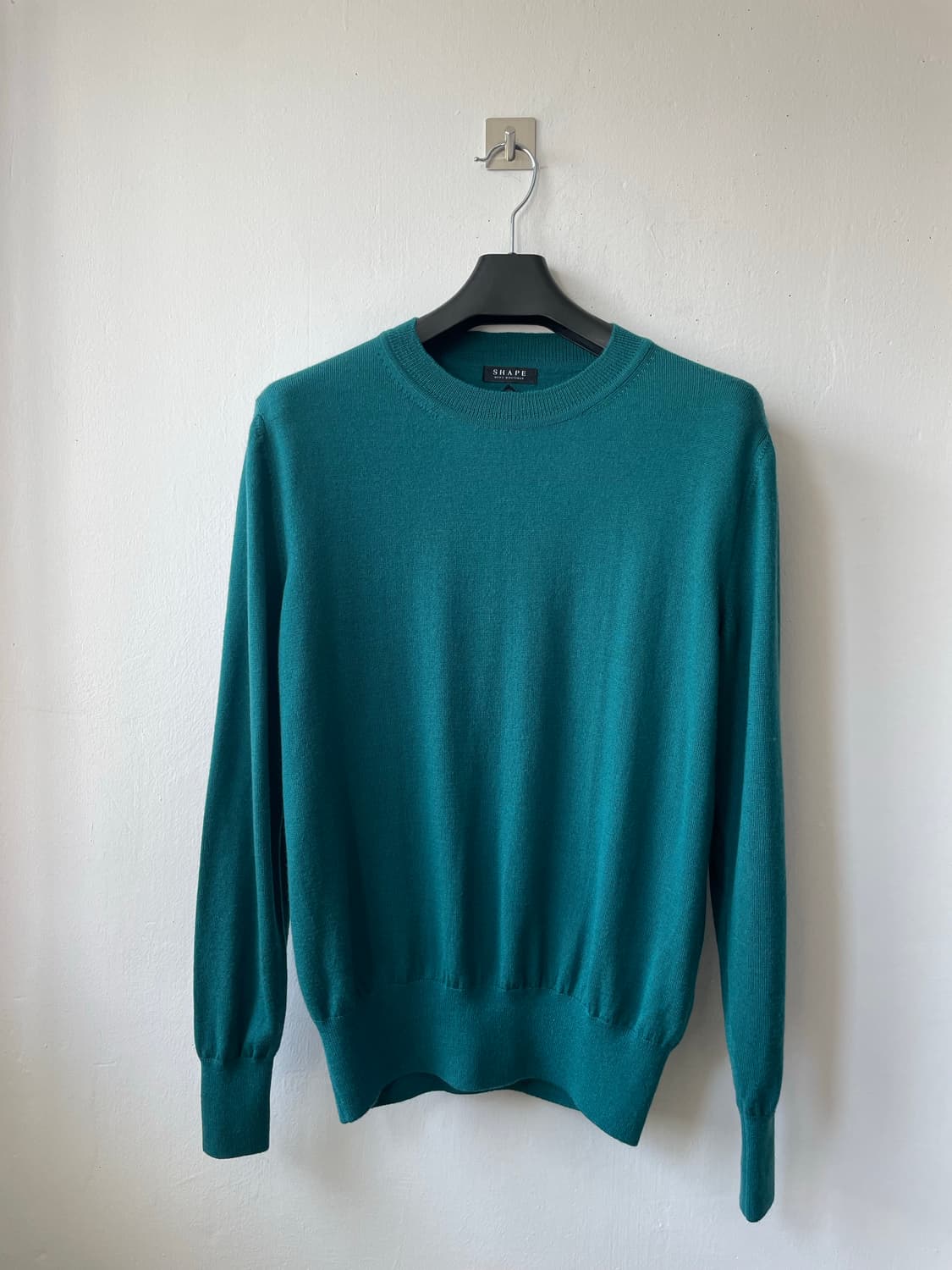 쉐입부티크 Premium WOOL Crew neck knit 블루그린 새 상품이미지7
