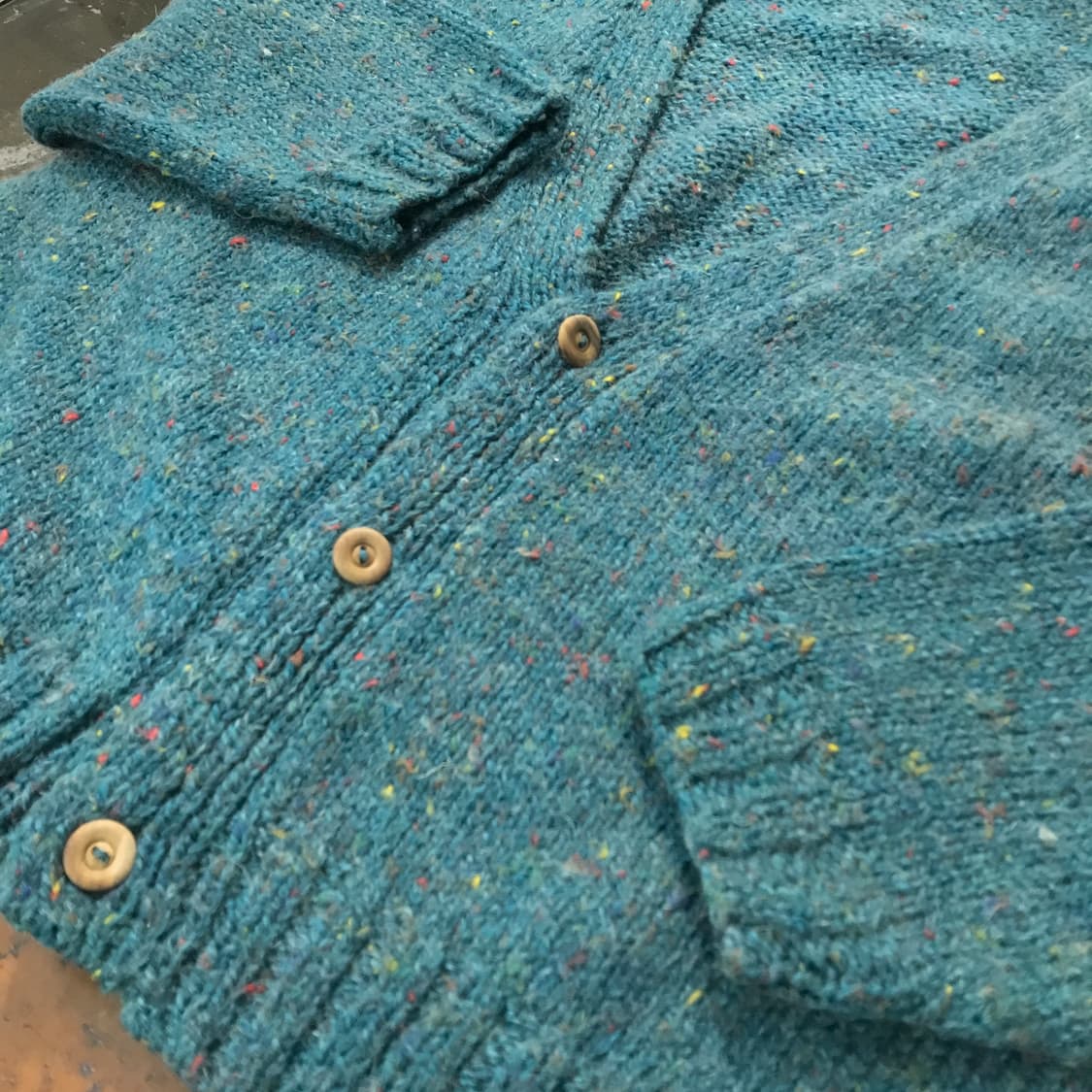 VTG 빈티지 청록 보카시 울 가디건 남성 110 여성 오버핏 상품이미지5