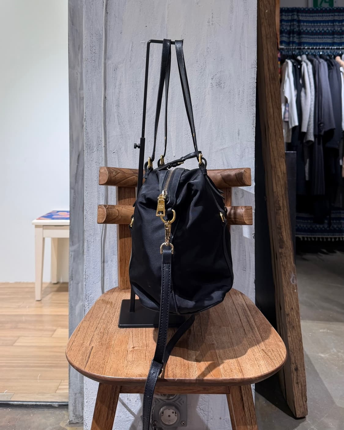 프라다 블랙 포코노 나일론 사피아노 쇼퍼백 상품이미지3