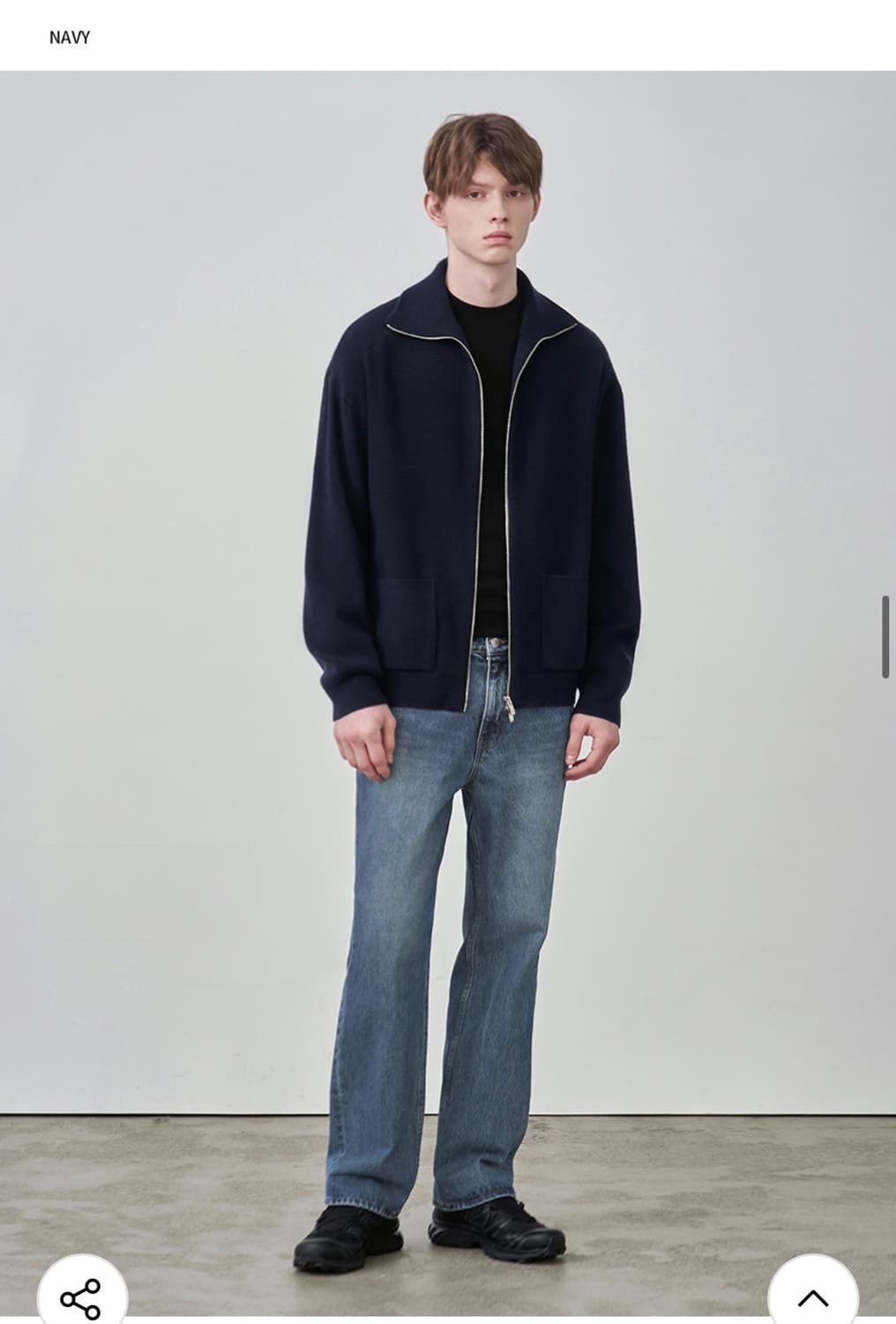 (새상품)(M) 드로우핏 오버사이즈 PBT 투웨이 풀집업 니트 NAVY 상품이미지3