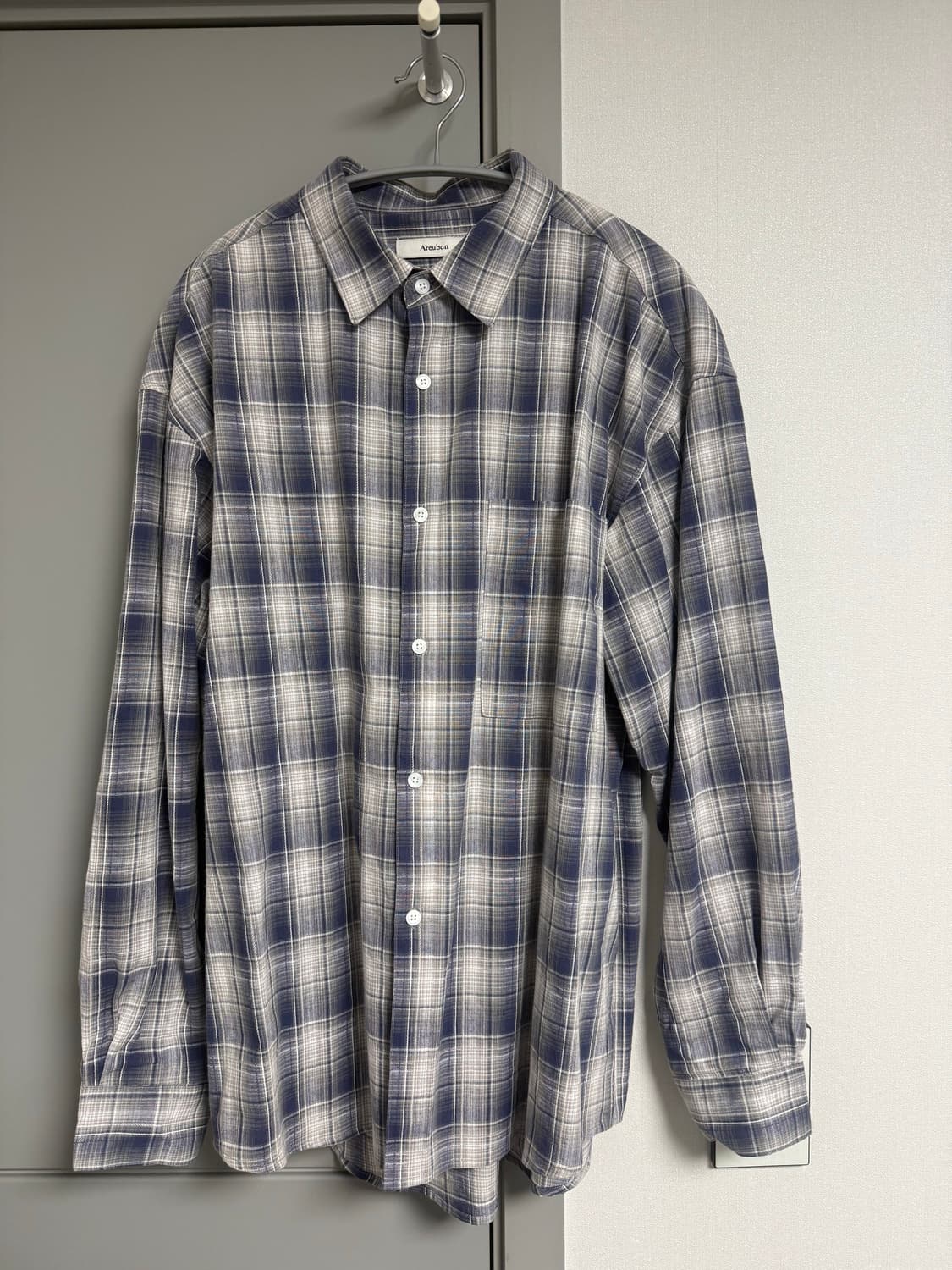 아르반 타탄 체크 셔츠 블루 그레이 3 상품이미지1