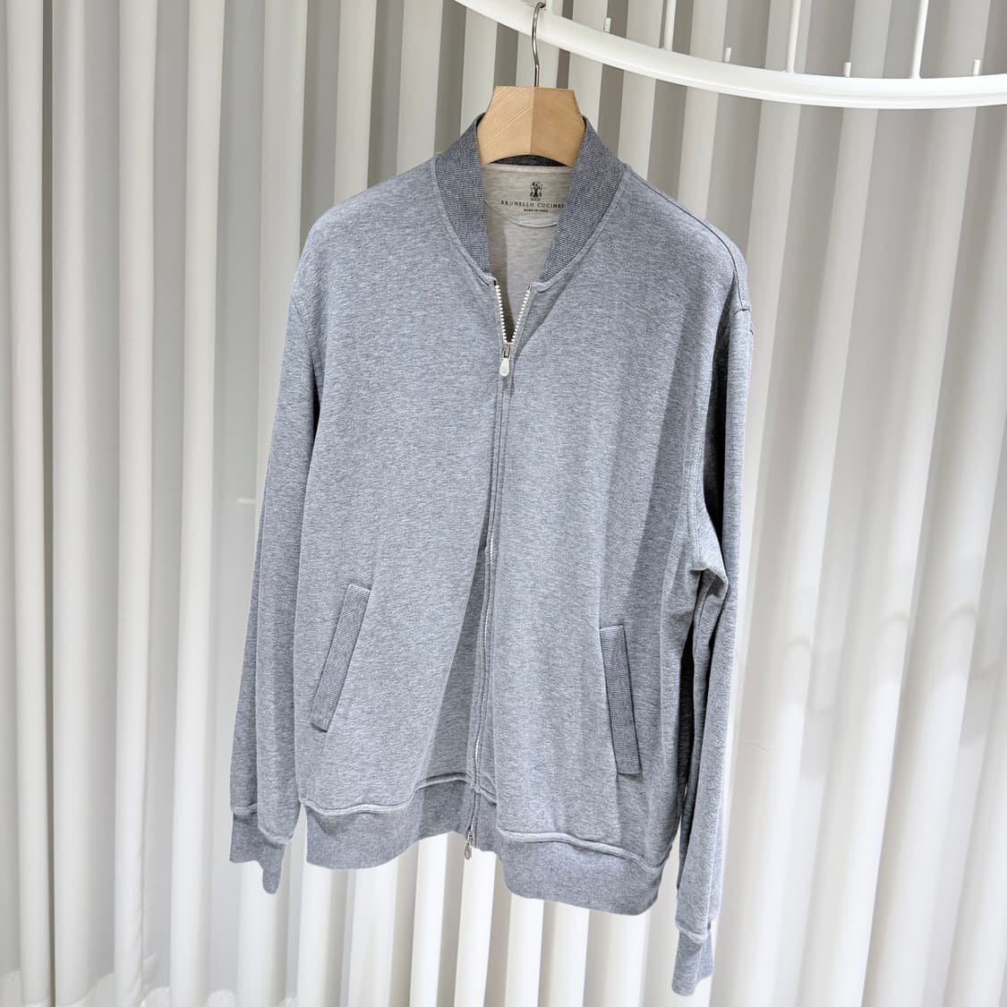 L / 브루넬로 쿠치넬리 그레이 코튼 집업 자켓 상품이미지2