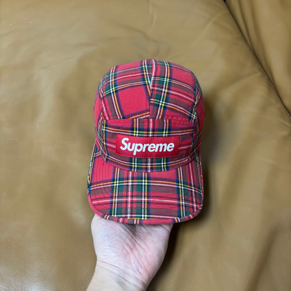 슈프림 캠프캡 모자 박스로고 20FW 타탄체크 레드 상품이미지3