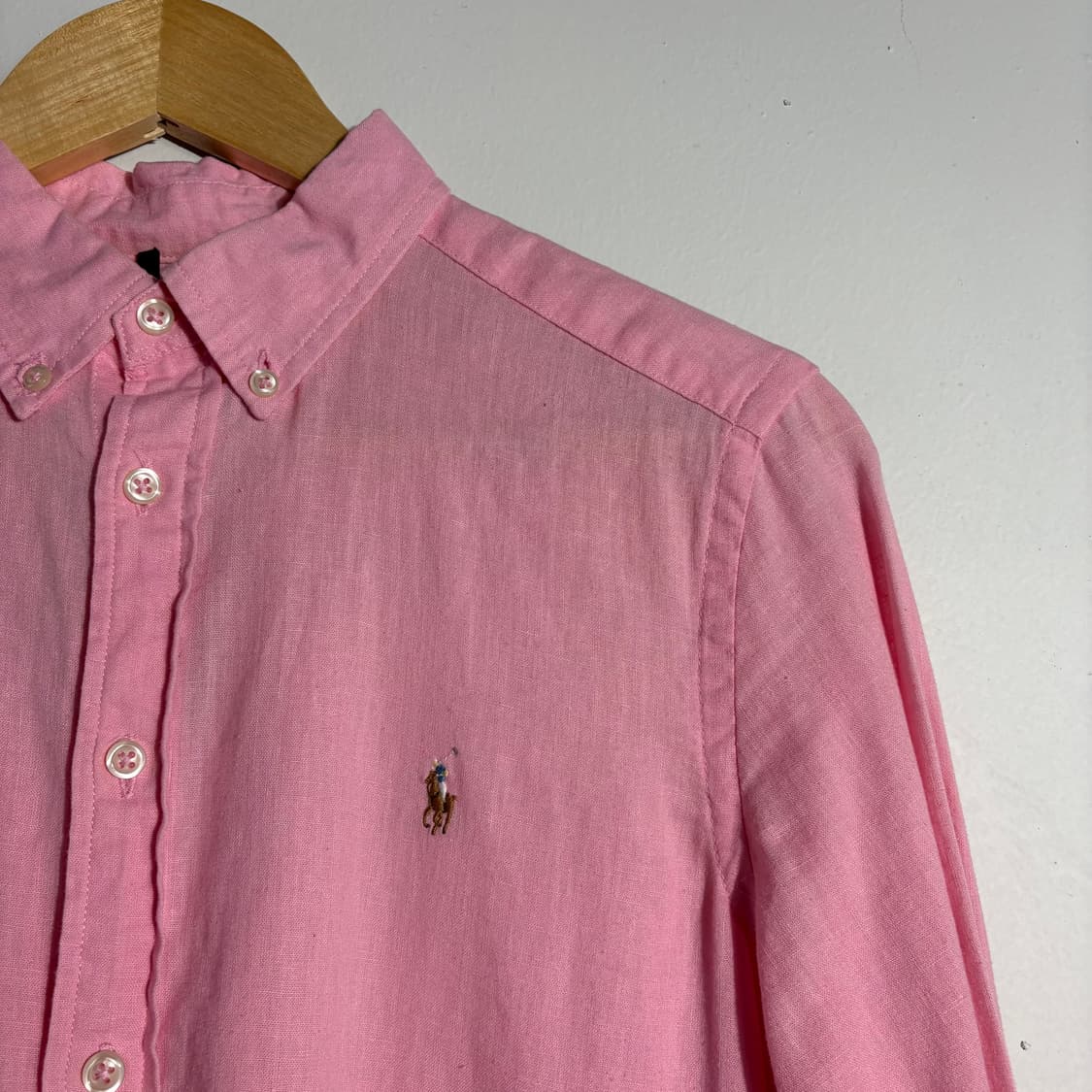 폴로 랄프로렌 린넨 핑크 버튼다운 셔츠 (무료배송) 상품이미지3