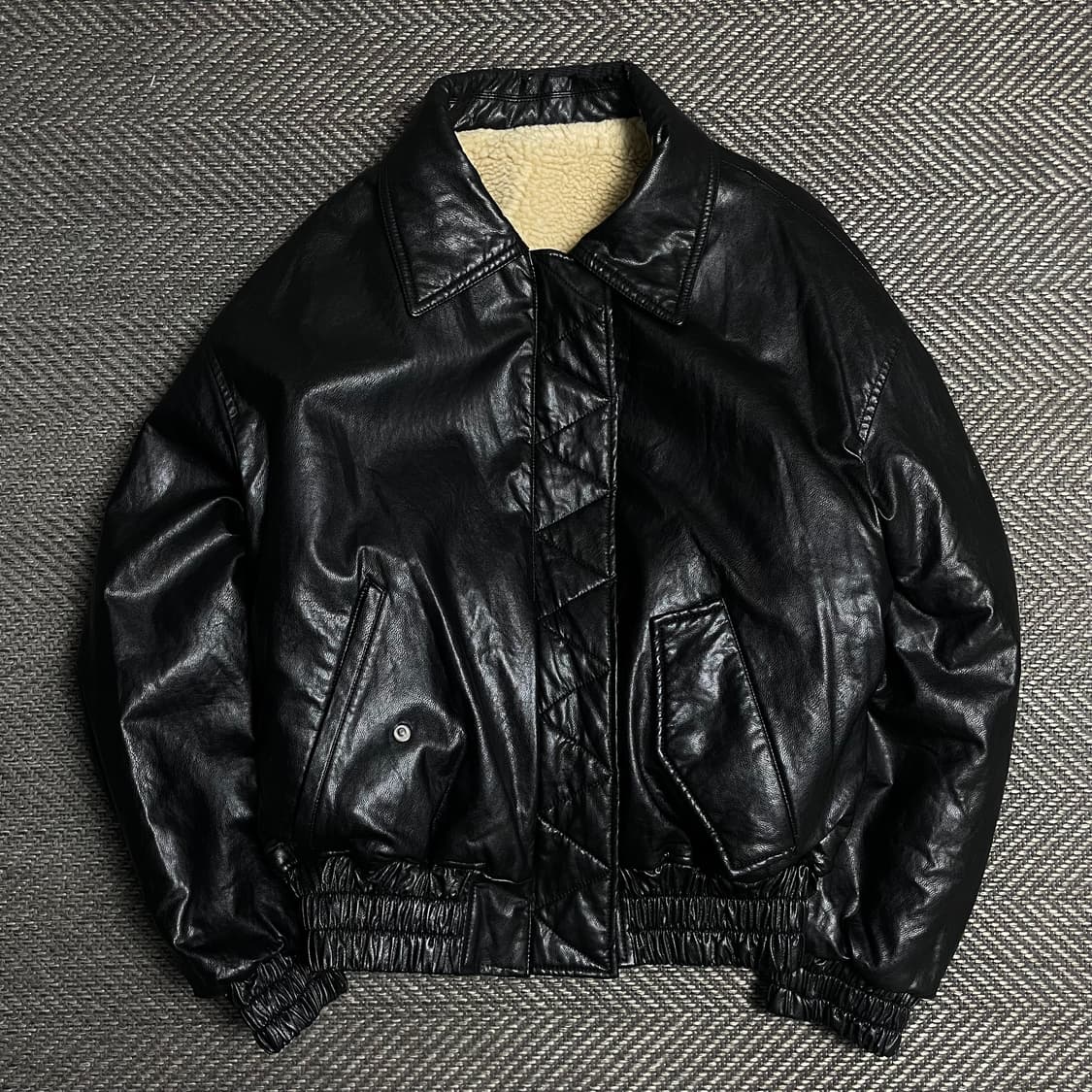 쥬시쥬디 우먼스 리버시블 가죽×플리스 크롭 쉐르파 레더자켓o 5359 상품이미지1