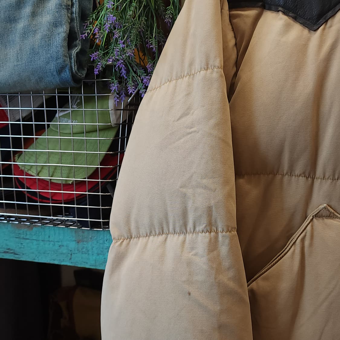 폴로 다운 패딩 웨스턴 가죽 패딩 푸퍼 다운 봄버 L 상품이미지6