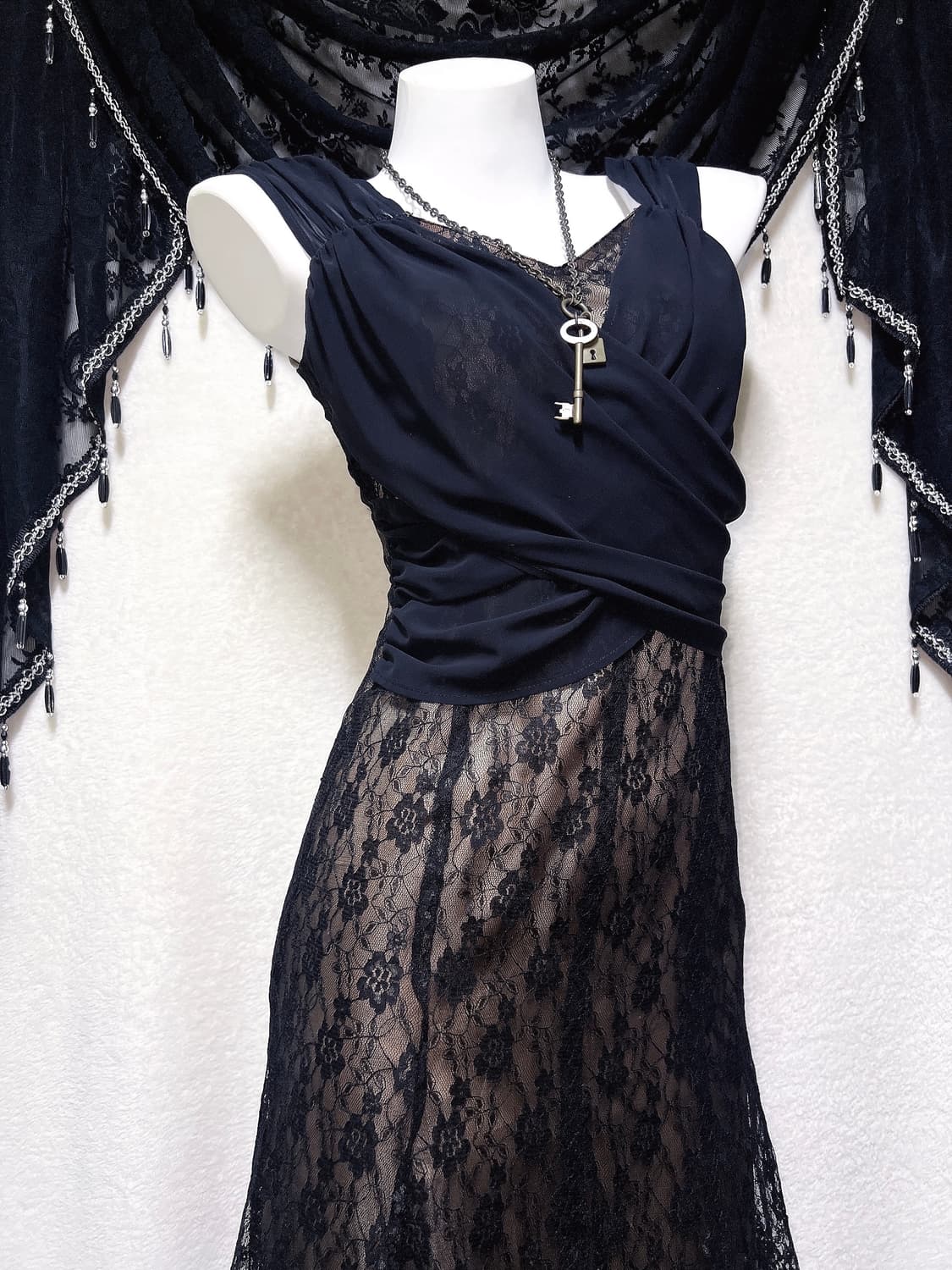 로맨틱고딕 고스펑크 오리엔탈 엔틱 블랙 레이스 롱드레스 원피스 다크페어리 상품이미지2