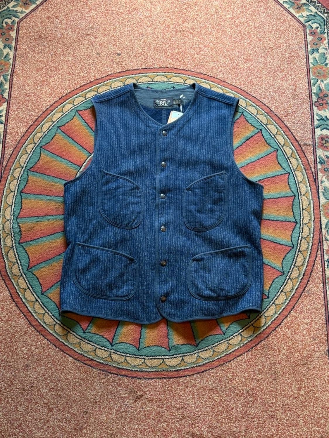 RRL 더블알엘 프린트 인디고 플리스 베스트 아메리칸 캐쥬얼  상품이미지2