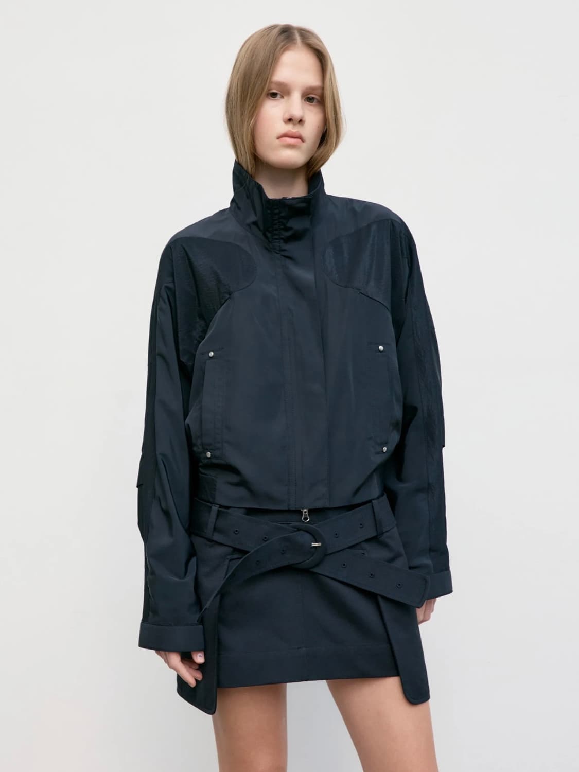 로우클래식 contrast zip-up short jk 블랙 L 새상품 상품이미지4