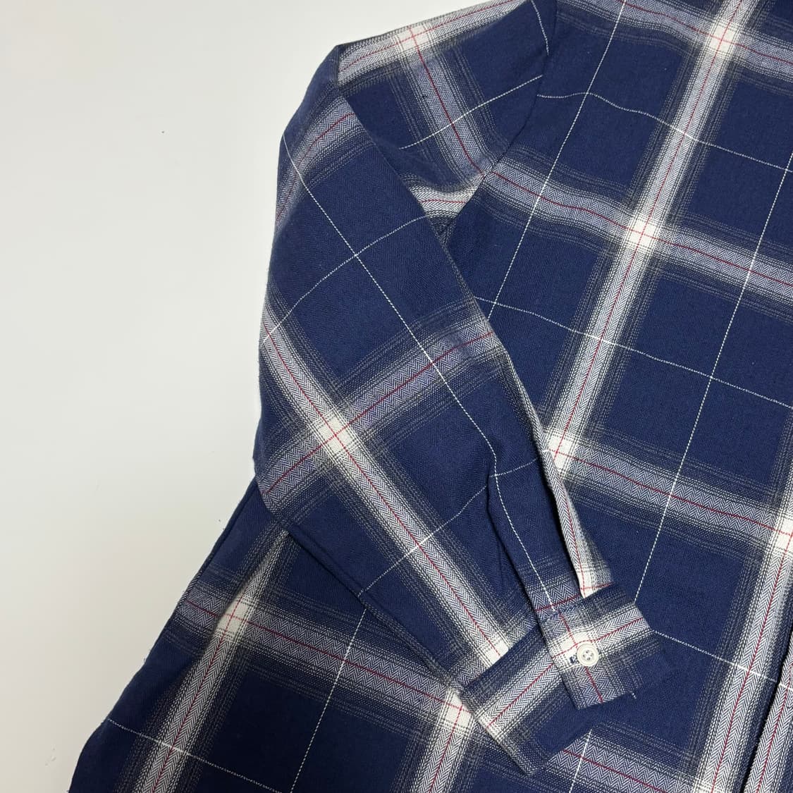 오버사이즈 네이비 윈도우페인 체크 셔츠 상품이미지2