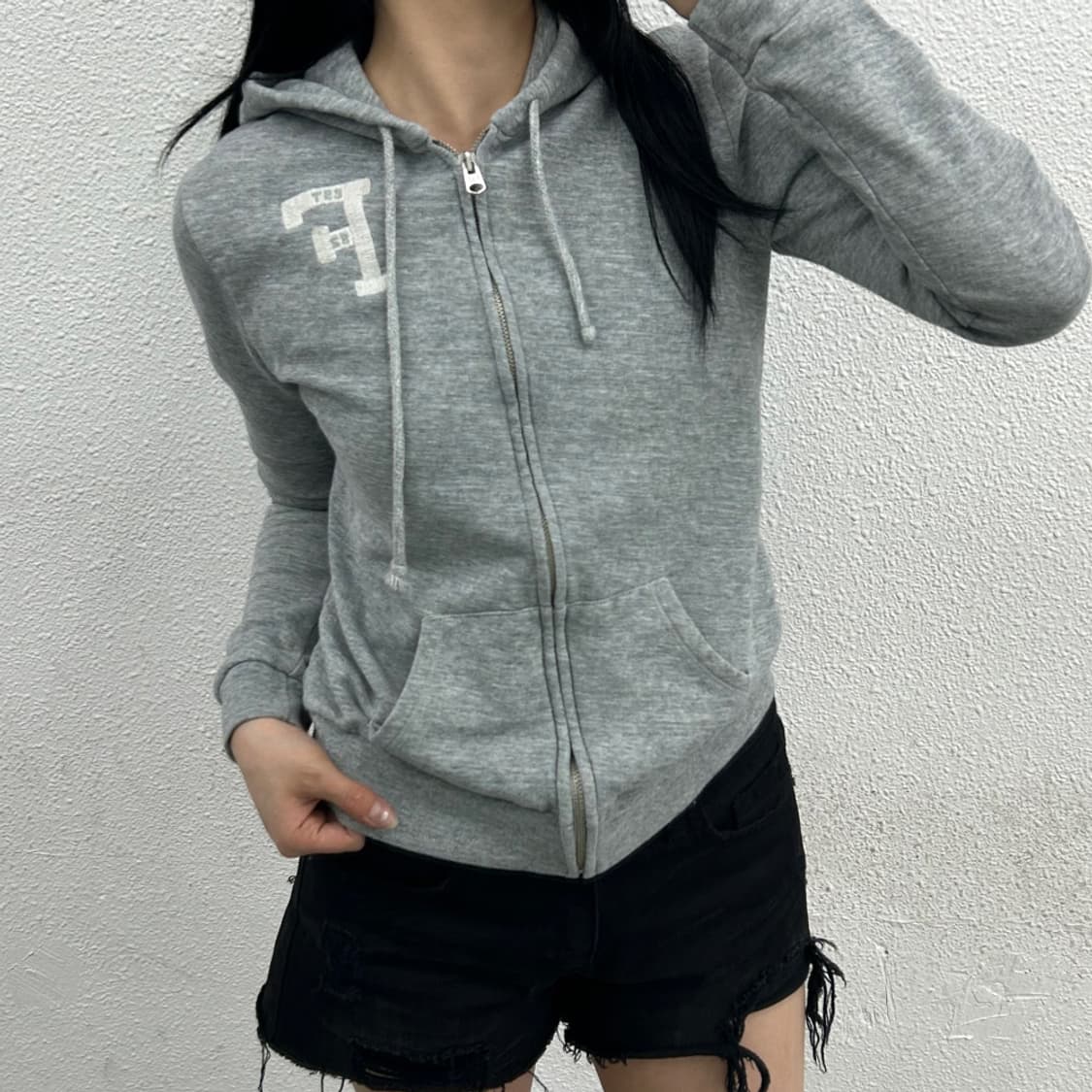 아베크롬비 자수로고 그레이 후드집업 S 상품이미지1