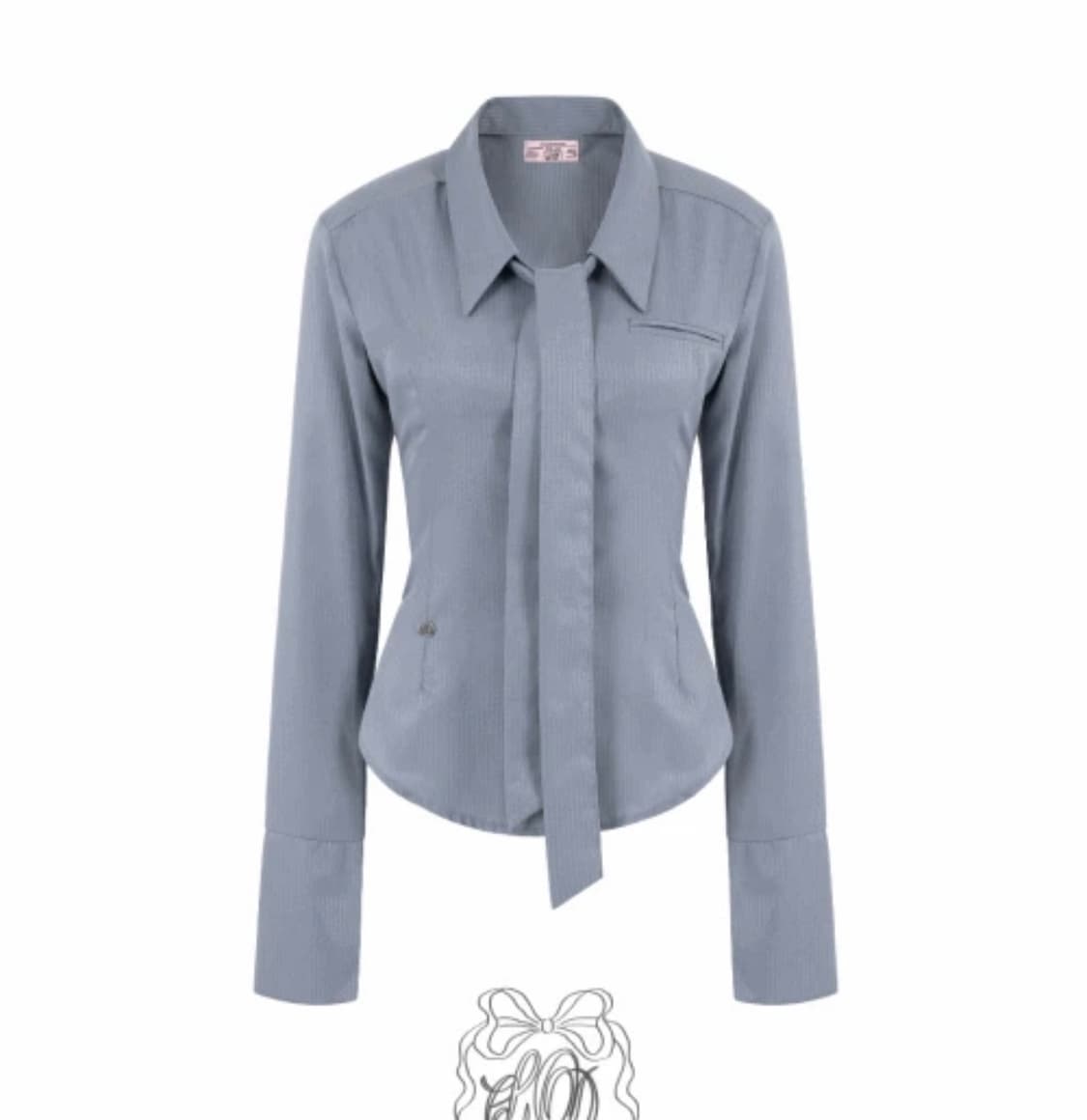 [택있는새상품] 클라우드이모션 가십걸 슬림 아일렛 셔츠 (타이 세트) 상품이미지4