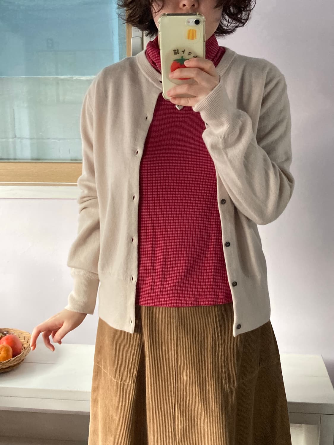 일본빈티지) 핑크 줄무늬 골지이너 상품이미지3