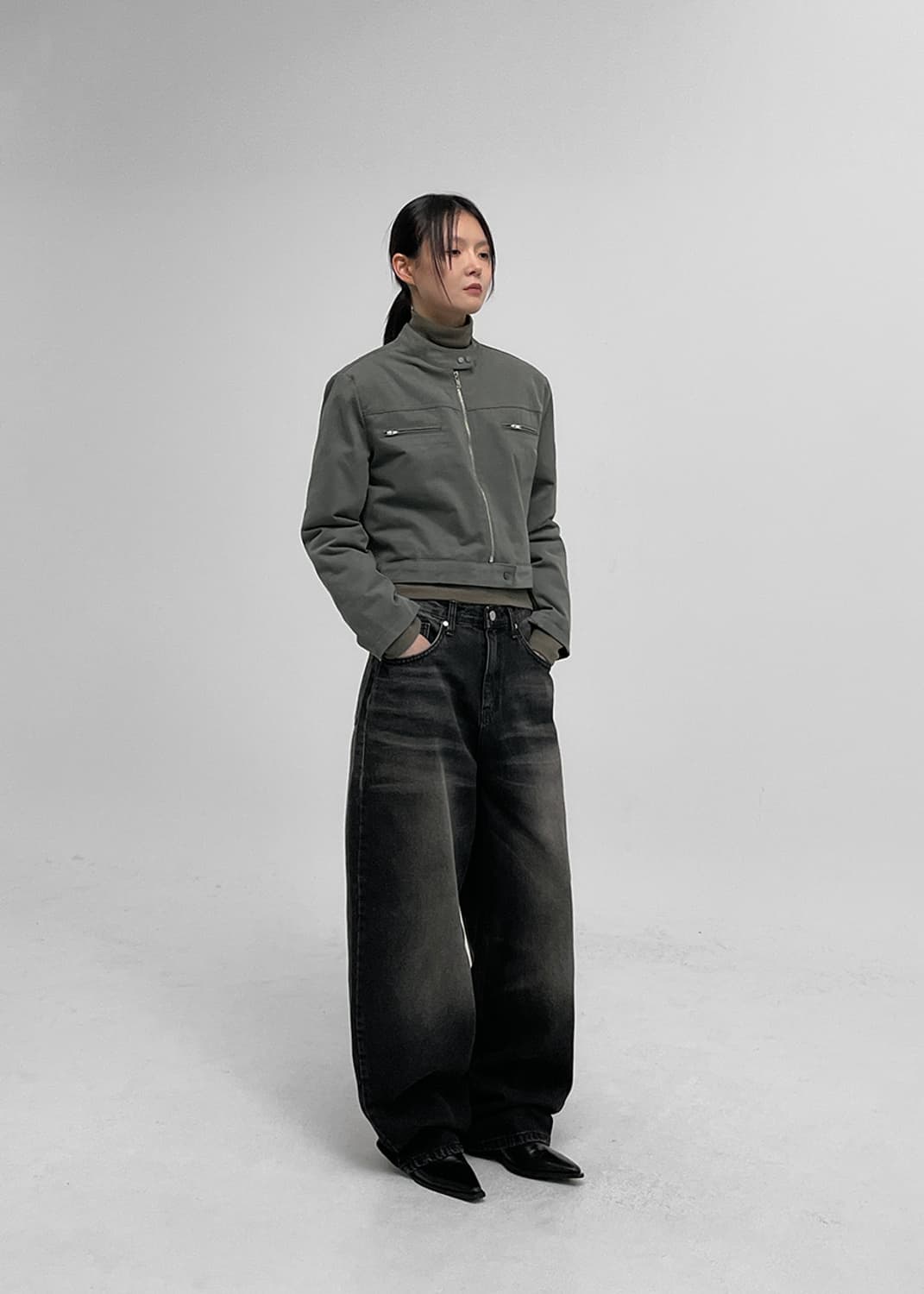 블랙업 폴디아 워싱 와이드 데님 팬츠 상품이미지4