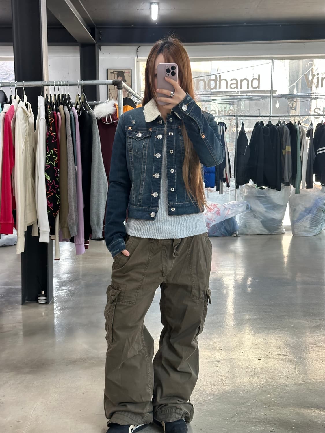 트루릴리젼 에밀리 쉐르파 양털 퍼 데님자켓 상품이미지2