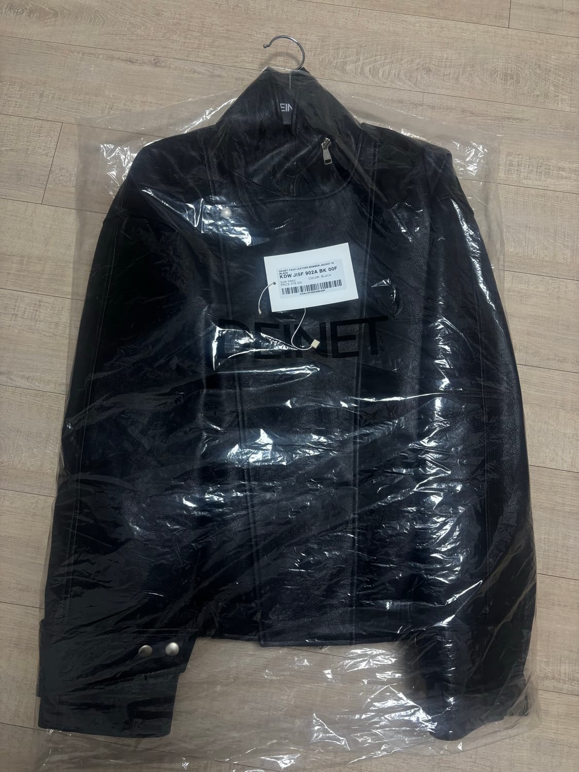 DEINET FAUX LEATHER BOMBER JACKET IN BLA 상품이미지5